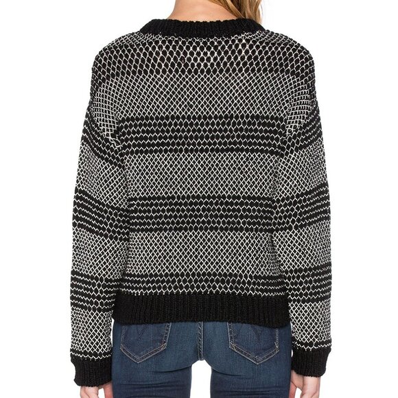 Current Elliott Mixed Stitch Alpaca Blend Sweater Black Ivory Combo Size XS $358 - Picture 3 of 16